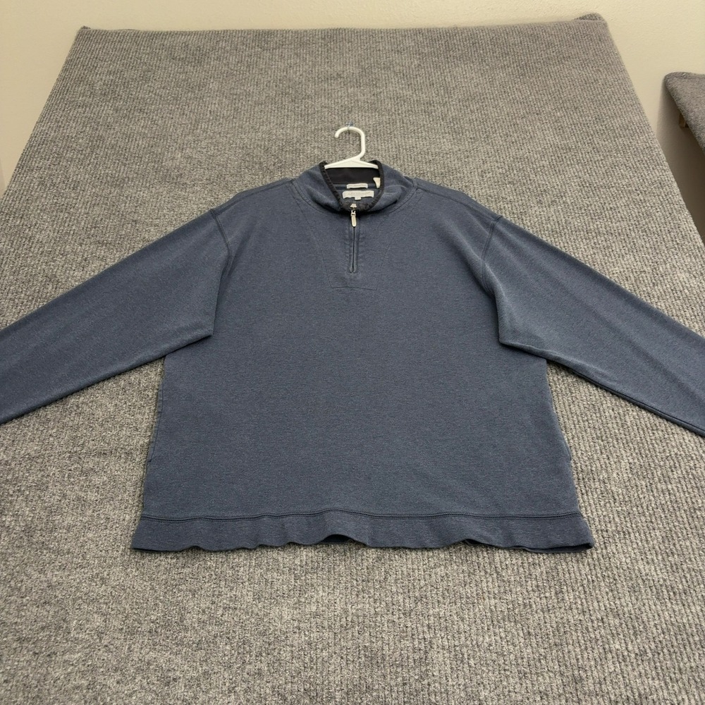 Alex Cannon Pullover Mens L Blue Supima Cotton Quarter Zip Casual Classic